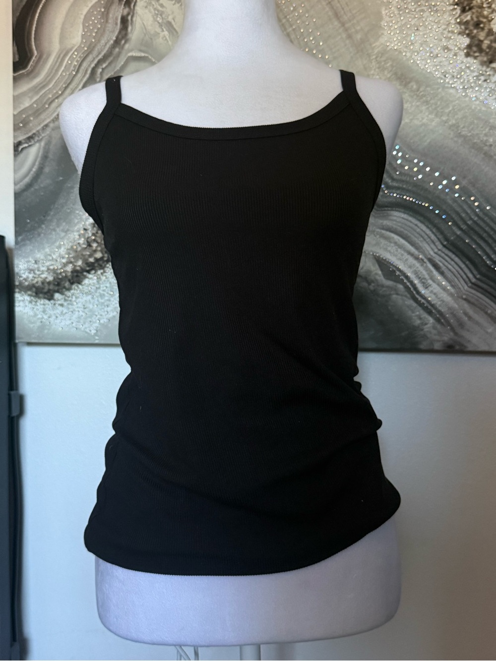No Boundaries Black Ribbed Spaghetti Strap Tank